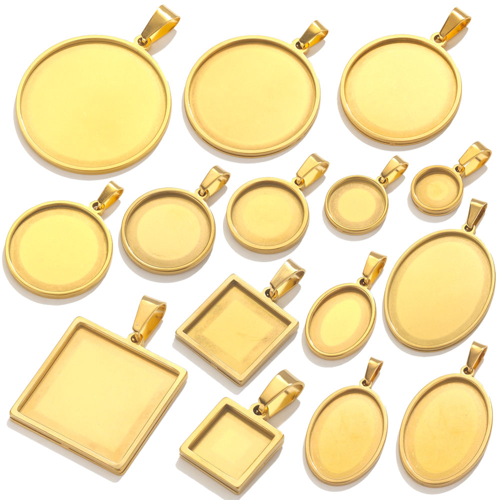 Bezels Set Pendant - Bandeja Base de cabujón colgante de