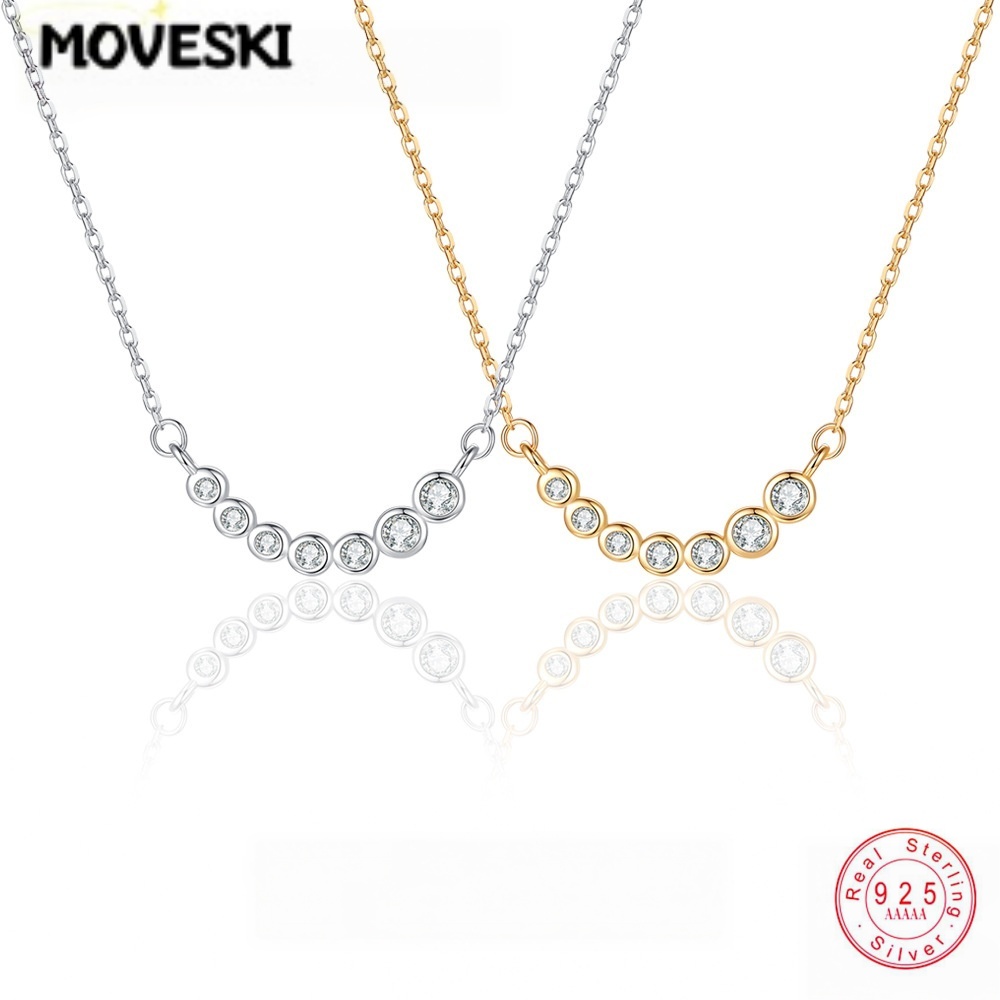 Bezels Set Pendant - Collar con Colgante de Moissanita Redonda