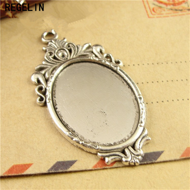 Bezels Set Pendant - REGELIN-Bases de cabujones de bronce antiguo,