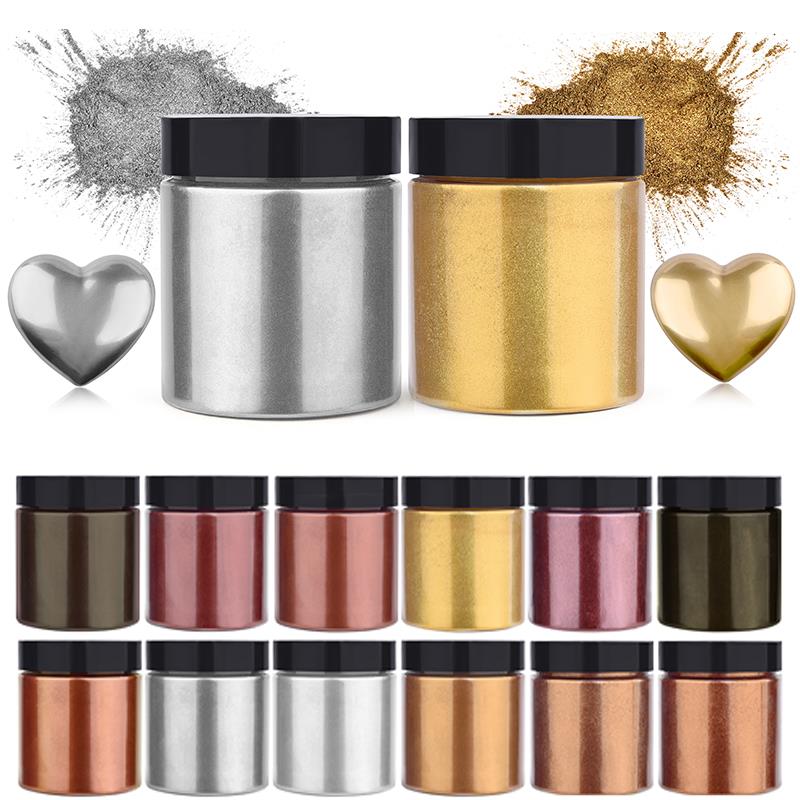 Resin Craft Material - 50g brillo metálico oro plata Color