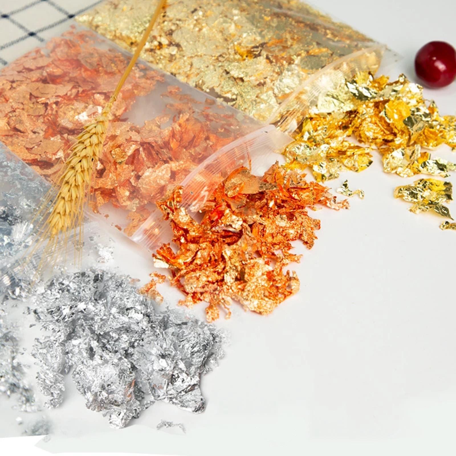 Copos metálicos, 20 g de copos - Gold Foil Flakes reseña y precio