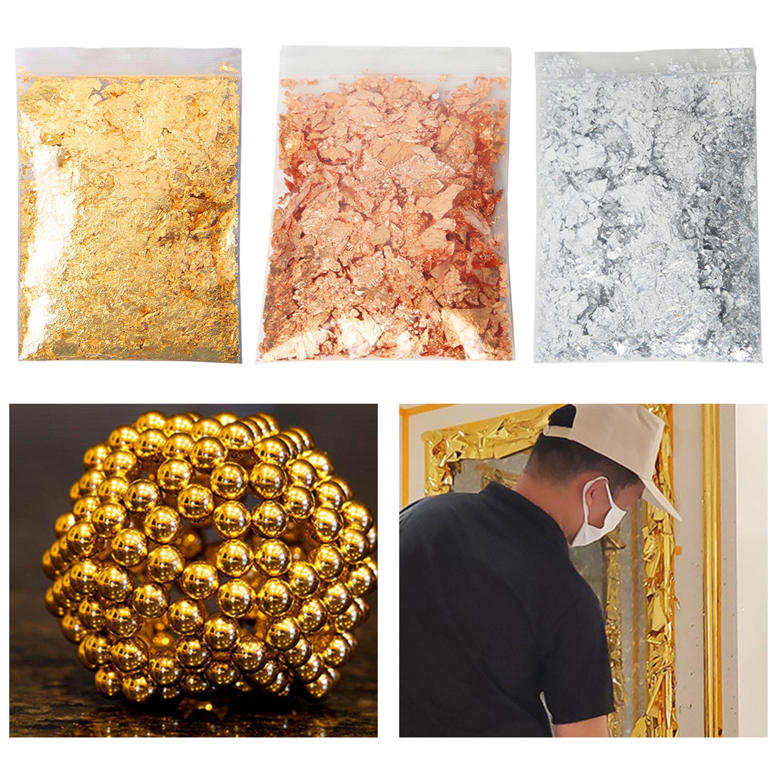 Copos metálicos, 20 g de copos - Gold Foil Flakes reseña y precio